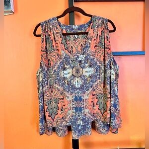 Boho Paisley Medallion Print Sleeveless Blouse | Flowy Tank Top